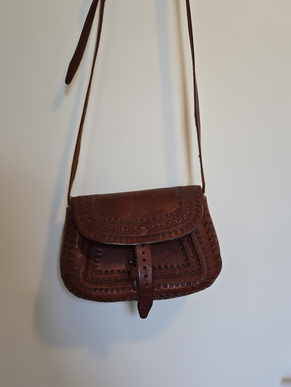 Handcrafted Brown Leather Crossbody Bag